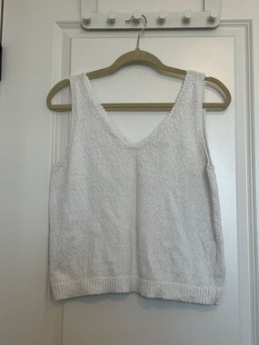 Tommy Bahama White Textured Knit V-Neck Tank Top